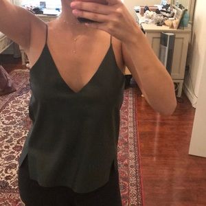 Dark green faux leather tank - ZARA
